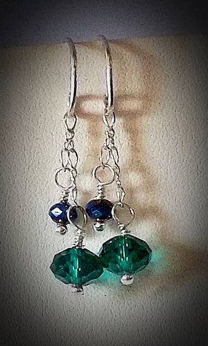 Emerald Crystal & Sterling Earrings
