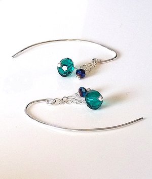 Emerald Crystal & Sterling Earrings