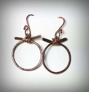 Forged copper earrings