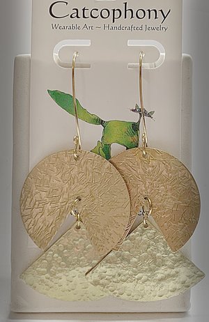 Brass circle and triangle earrings