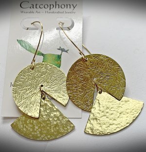 Brass circle and triangle earrings