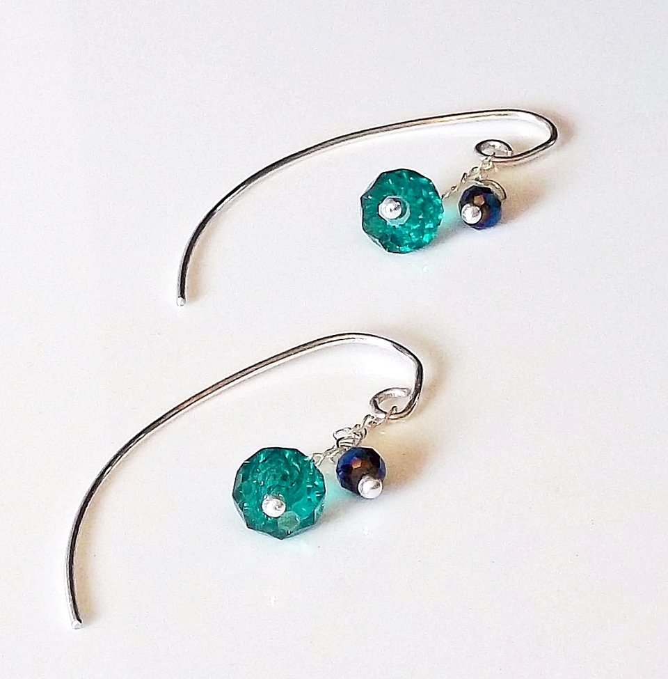 Emerald Crystal & Sterling Earrings