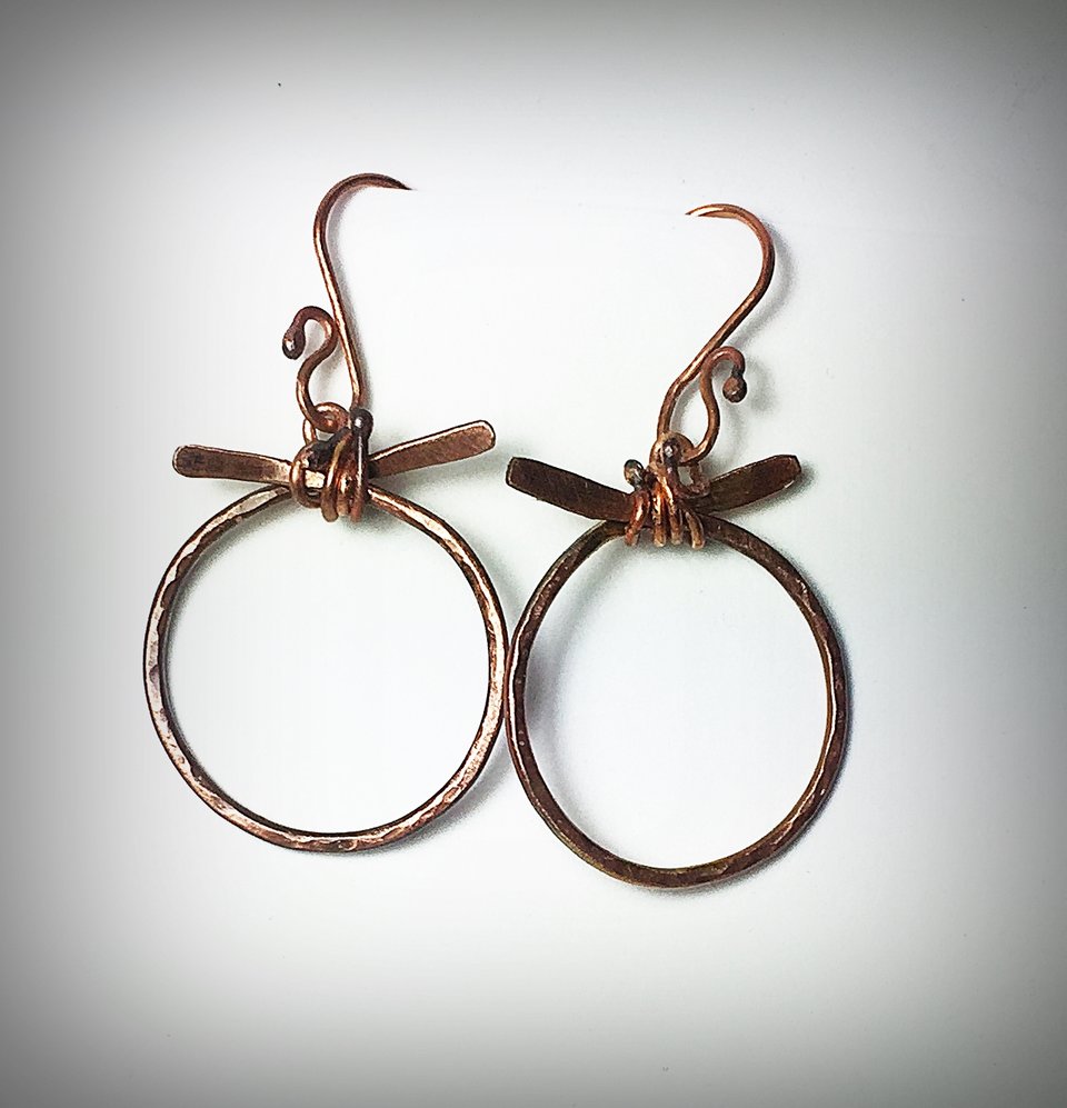 Forged copper earrings