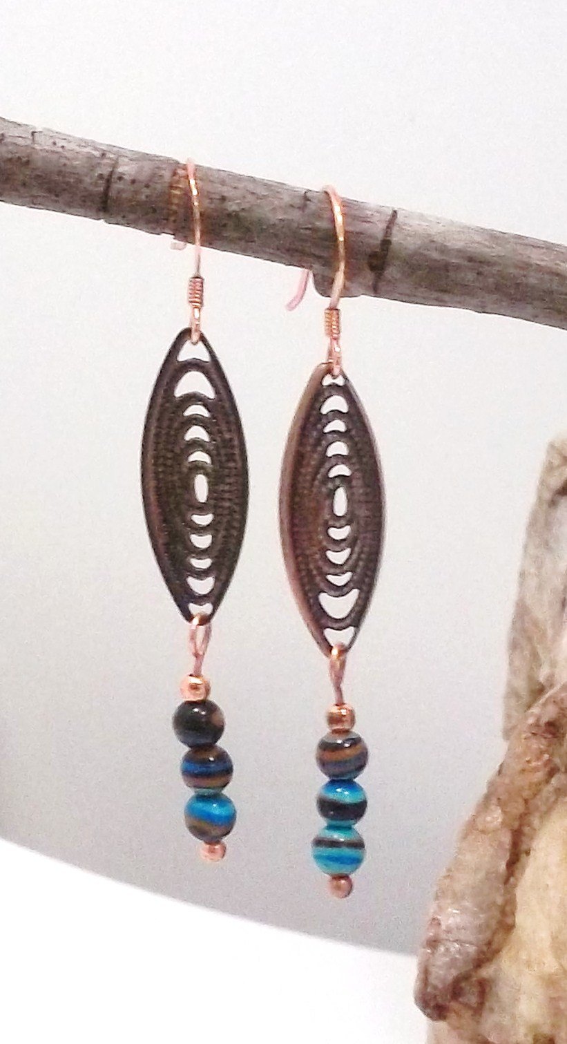 Copper and turquoise earrings