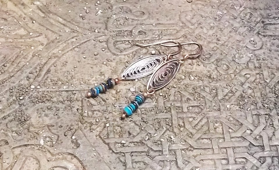 Copper and turquoise earrings