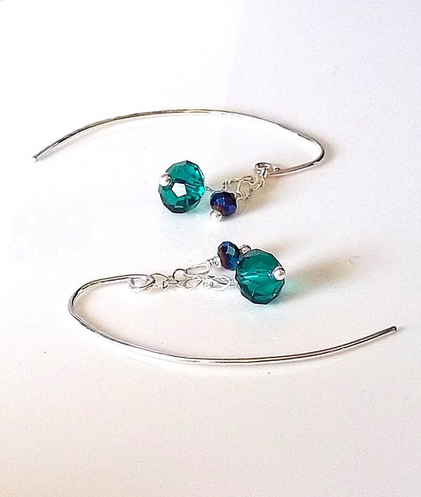 Emerald Crystal & Sterling Earrings