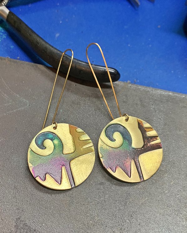 Aztec earrings #2 - round